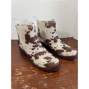 London Fog Collection Womens Size 6 Cow Print Rain Boots